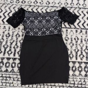 Zeagoo Black Lace Off-Shoulder Mini Dress